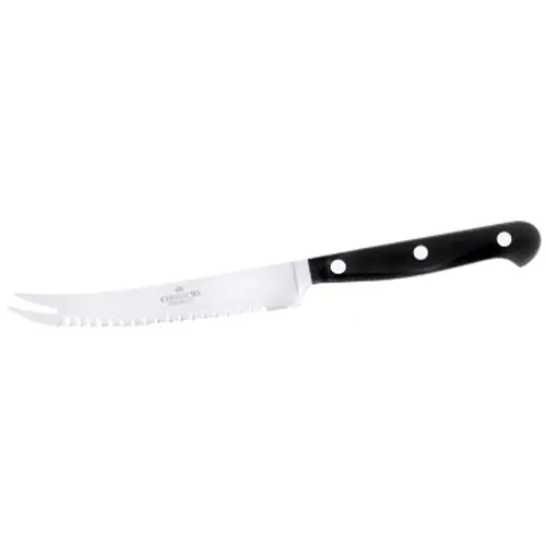Heißes Angebot Tomatenmesser Käsemesser gebogene Klinge Wellenschliff Klingenlänge 12,5 cm L 23 cm